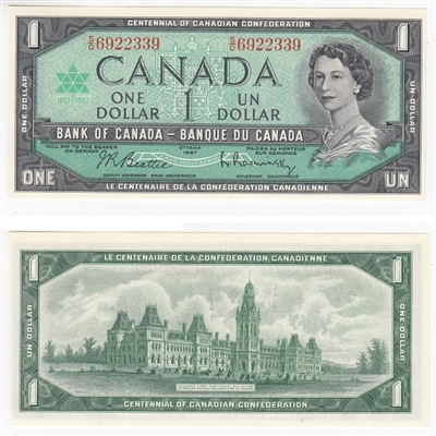 BC-45b 1967 Canada $1 Beattie-Rasminsky, S/O, CUNC