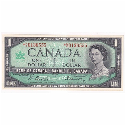 BC-45bA 1967 Canada $1 Beattie-Rasminsky, *N/O, CUNC