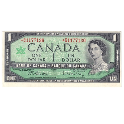 BC-45bA-i 1967 Canada $1 Beattie-Rasminsky, *B/M, AU