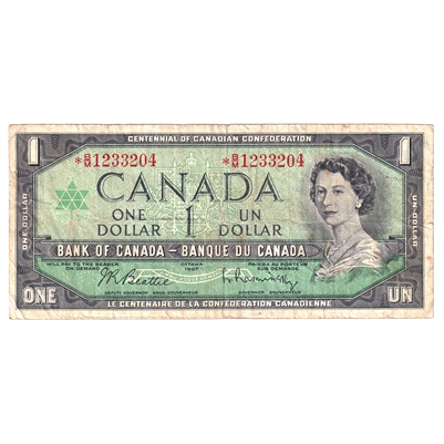 BC-45bA-i 1967 Canada $1 Beattie-Rasminsky, *B/M, F