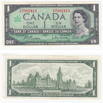 BC-45b-i 1967 Canada $1 Beattie-Rasminsky, F/P, AU-UNC
