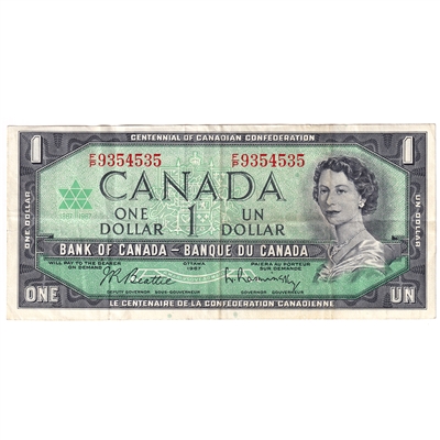 BC-45b-i 1967 Canada $1 Beattie-Rasminsky, F/P, VF