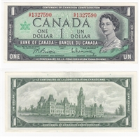BC-45b-i 1967 Canada $1 Beattie-Rasminsky, G/P, EF