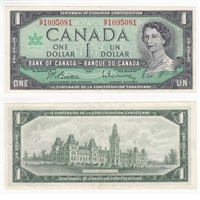 BC-45b-i 1967 Canada $1 Beattie-Rasminsky, G/P, EF-AU