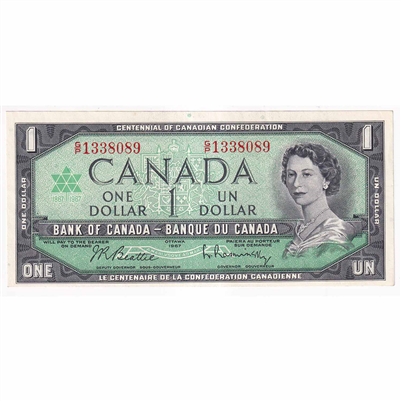 BC-45b-i 1967 Canada $1 Beattie-Rasminsky, G/P, UNC