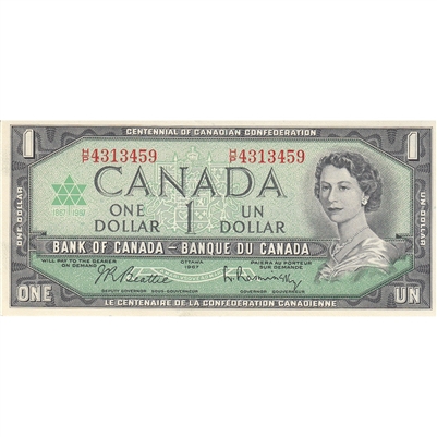 BC-45b-i 1967 Canada $1 Beattie-Rasminsky, H/P, UNC