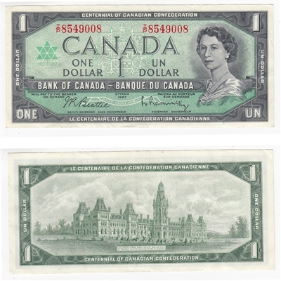BC-45b-i 1967 Canada $1 Beattie-Rasminsky, I/P, EF