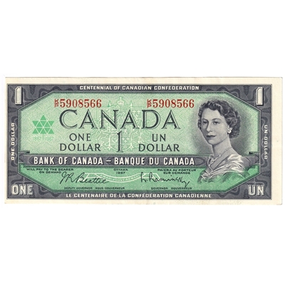BC-45b-i 1967 Canada $1 Beattie-Rasminsky, K/P, EF