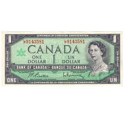 BC-45b-i 1967 Canada $1 Beattie-Rasminsky, L/P, EF