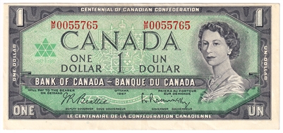 BC-45b-i 1967 Canada $1 Beattie-Rasminsky, M/P, EF