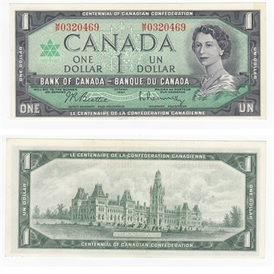 BC-45b-i 1967 Canada $1 Beattie-Rasminsky, M/P, UNC