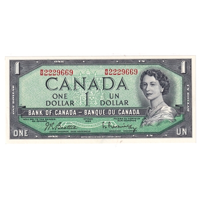 BC-37b-i 1954 Canada $1 Beattie-Rasminsky, W/M, CUNC