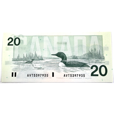 BC-58b-i-N1-iii 1991 Canada $20 Bonin-Thiessen, 4 digit RADAR, AVT, CUNC