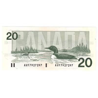 BC-58b-i-N1-iii 1991 Canada $20 Bonin-Thiessen, 3 digit RADAR, AVF, CUNC