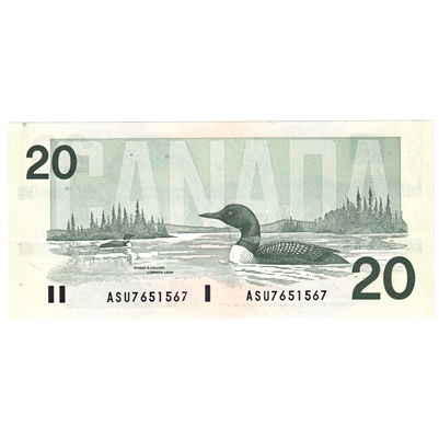 BC-58b-i-N1-iii 1991 Canada $20 Bonin-Thiessen, 4 digit RADAR, ASU, CUNC