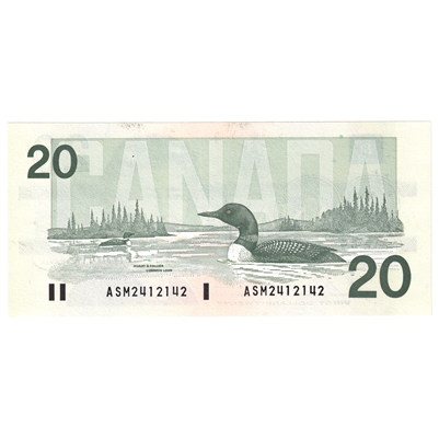 BC-58b-i-N1-iii 1991 Canada $20 Bonin-Thiessen, 3 digit RADAR, ASM, CUNC