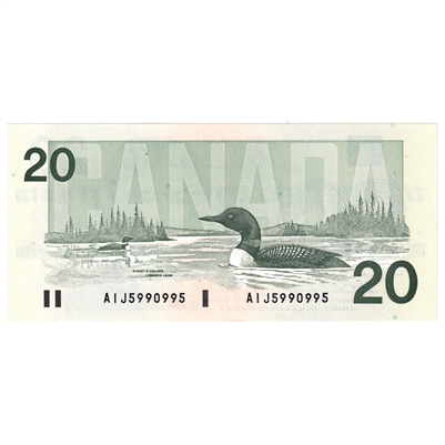 BC-58a-ii-N1-iii 1991 Canada $20 Thiessen-Crow, 3 digit RADAR, AIJ, UNC