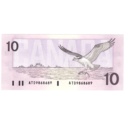 BC-57a-N1-iii 1989 Canada $10 Thiessen-Crow, 3 digit RADAR, ATD, CUNC