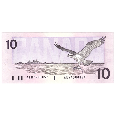 BC-57a-N1-iii 1989 Canada $10 Thiessen-Crow, 4 digit RADAR, AEW, CUNC