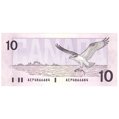 BC-57a-N1-iii 1989 Canada $10 Thiessen-Crow, 3 digit RADAR, AEP, CUNC