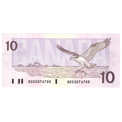 BC-57a-N1-iii 1989 Canada $10 Thiessen-Crow, 4 digit RADAR, BDD, CUNC