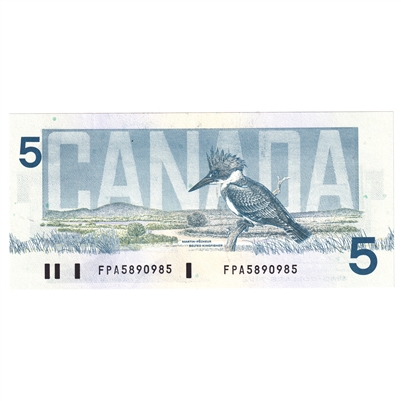 BC-56b-N1-iii 1986 Canada $5 Thiessen-Crow, 4 digit RADAR, FPA, CUNC