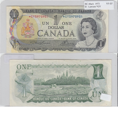BC-46aA 1973 Canada $1 Lawson-Bouey, *GY, VF-EF