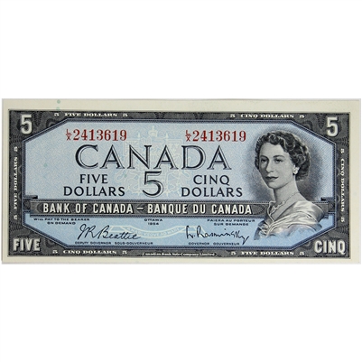 BC-39b 1954 Canada $5 Beattie-Rasminsky, L/X, AU-UNC