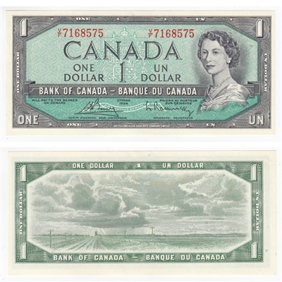 BC-37c 1954 Canada $1 Bouey-Rasminsky, V/F, AU-UNC