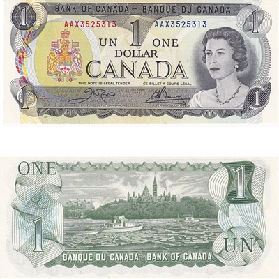 BC-46bA 1973 Canada $1 Crow-Bouey, AAX, CUNC