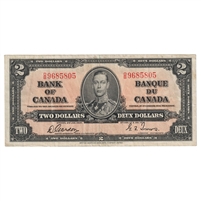 BC-22b 1937 Canada $2 Gordon-Towers, O/B, VF-EF