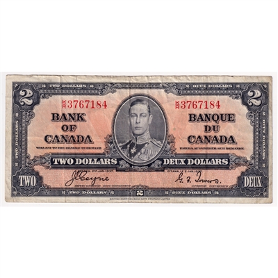 BC-22c 1937 Canada $2 Coyne-Towers, K/R, F-VF