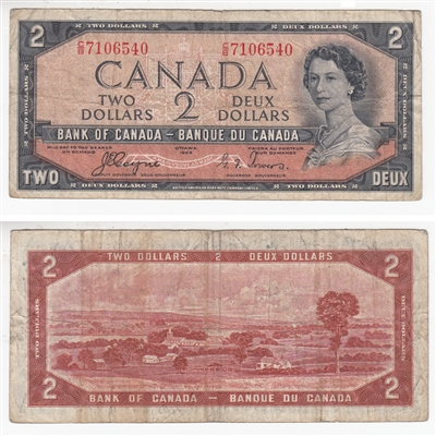 BC-30a 1954 Canada $2 Coyne-Towers, Devil's Face, C/B, F