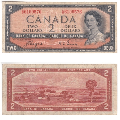 BC-30a 1954 Canada $2 Coyne-Towers, Devil's Face, C/B, F-VF