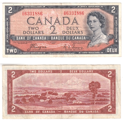 BC-30a 1954 Canada $2 Coyne-Towers, Devil's Face, D/B, VF