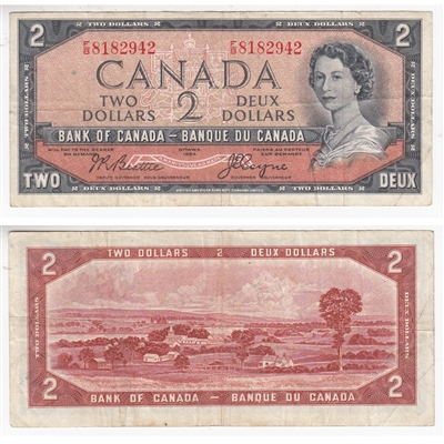 BC-30b 1954 Canada $2 Beattie-Coyne, Devil's Face, F/B, VF