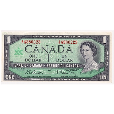 BC-45b-i 1967 Canada $1 Beattie-Rasminsky, I/P, AU-UNC