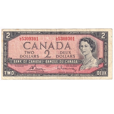 BC-38c 1954 Canada $2 Bouey-Rasminsky, L/G, Circ