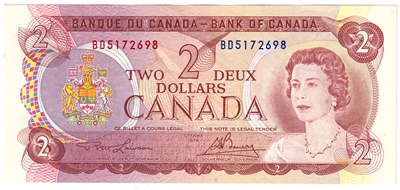 BC-47a 1974 Canada $2 Lawson-Bouey, BD, AU-UNC