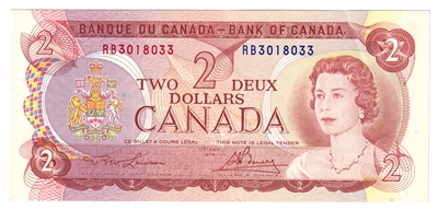 BC-47a 1974 Canada $2 Lawson-Bouey, RB, AU-UNC