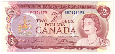 BC-47a 1974 Canada $2 Lawson-Bouey, RH, UNC