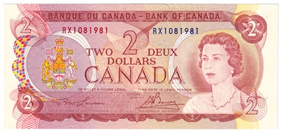 BC-47a 1974 Canada $2 Lawson-Bouey, RX, AU-UNC