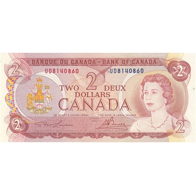 BC-47a 1974 Canada $2 Lawson-Bouey, UD, AU-UNC