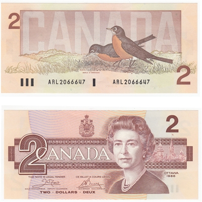 BC-55a 1986 Canada $2 Crow-Bouey, ARL, UNC