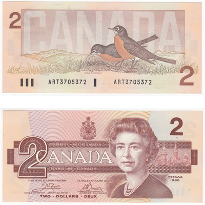 BC-55a 1986 Canada $2 Crow-Bouey, ART, CUNC