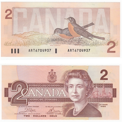 BC-55a 1986 Canada $2 Crow-Bouey, ART, UNC