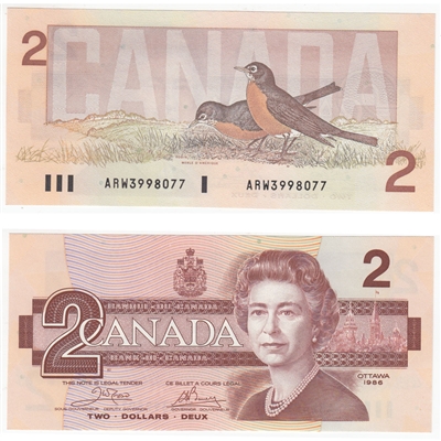 BC-55a 1986 Canada $2 Crow-Bouey, ARW, CUNC