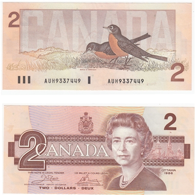 BC-55a 1986 Canada $2 Crow-Bouey, AUH, AU-UNC