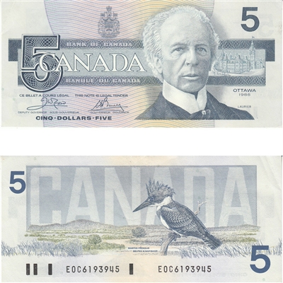 BC-56a 1986 Canada $5 Crow-Bouey, EOC, EF-AU