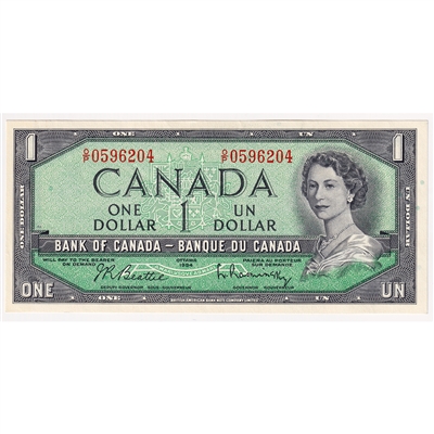 BC-37b-i 1954 Canada $1 Beattie-Rasminsky, O/P, AU-UNC